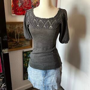 mango suit gray knit top